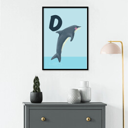 Plakat w ramie Alfabet - D jak delfin