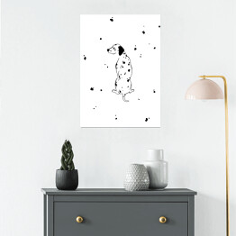 Plakat samoprzylepny Siedzący dalmatyńczyk - minimalistyczna ilustracja