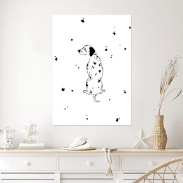 Plakat samoprzylepny Siedzący dalmatyńczyk - minimalistyczna ilustracja