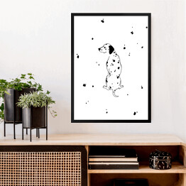 Obraz w ramie Siedzący dalmatyńczyk - minimalistyczna ilustracja