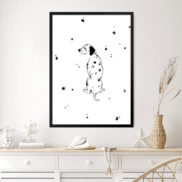 Obraz w ramie Siedzący dalmatyńczyk - minimalistyczna ilustracja