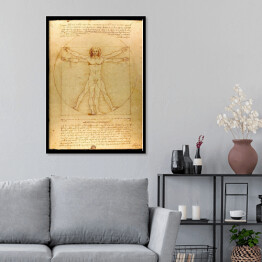 Plakat w ramie Leonardo da Vinci "Człowiek Witruwiański" - reprodukcja