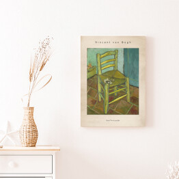 Obraz klasyczny Vincent van Gogh "Krzesło Vincenta z jego fajką" - reprodukcja z napisem. Plakat z passe partout