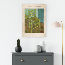 Obraz na płótnie Vincent van Gogh "Krzesło Vincenta z jego fajką" - reprodukcja z napisem. Plakat z passe partout