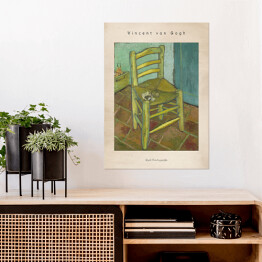 Plakat samoprzylepny Vincent van Gogh "Krzesło Vincenta z jego fajką" - reprodukcja z napisem. Plakat z passe partout
