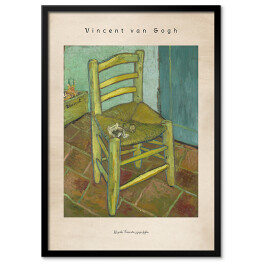 Plakat w ramie Vincent van Gogh "Krzesło Vincenta z jego fajką" - reprodukcja z napisem. Plakat z passe partout