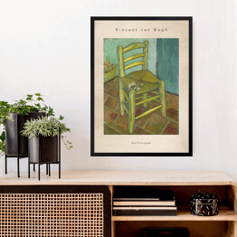 Obraz w ramie Vincent van Gogh "Krzesło Vincenta z jego fajką" - reprodukcja z napisem. Plakat z passe partout