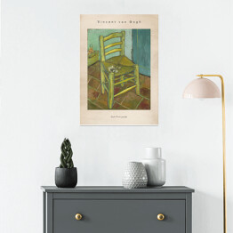 Plakat Vincent van Gogh "Krzesło Vincenta z jego fajką" - reprodukcja z napisem. Plakat z passe partout