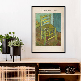 Plakat w ramie Vincent van Gogh "Krzesło Vincenta z jego fajką" - reprodukcja z napisem. Plakat z passe partout