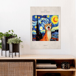Plakat Kot portret inspirowany sztuką - Edvard Munch "Krzyk"