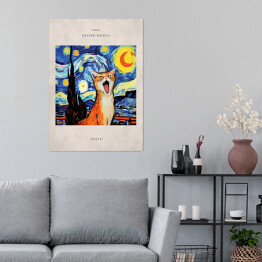 Plakat samoprzylepny Kot portret inspirowany sztuką - Edvard Munch "Krzyk"
