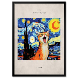 Obraz klasyczny Kot portret inspirowany sztuką - Edvard Munch "Krzyk"