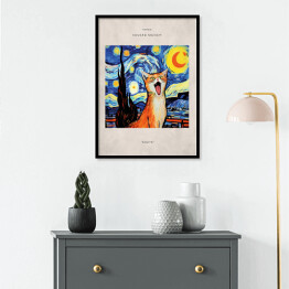 Plakat w ramie Kot portret inspirowany sztuką - Edvard Munch "Krzyk"