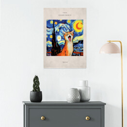 Plakat Kot portret inspirowany sztuką - Edvard Munch "Krzyk"