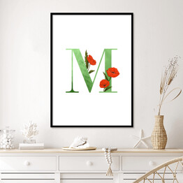 Plakat w ramie Roślinny alfabet - litera M jak mak