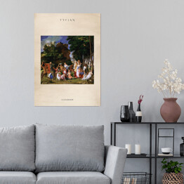Plakat samoprzylepny Tycjan "Uczta Bogów" - reprodukcja z napisem. Plakat z passe partout