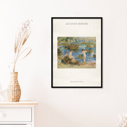 Plakat w ramie Auguste Renoir "Chłopcy w skałach w Guernsey" - reprodukcja z napisem. Plakat z passe partout