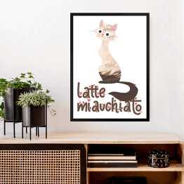 Obraz w ramie Ilustracja - latte miauchiato