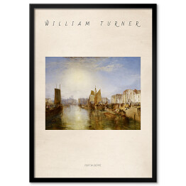 Plakat w ramie William Turner "Port w Dieppe" - reprodukcja z napisem. Plakat z passe partout