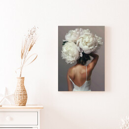 Obraz na płótnie Dziewczyna w kwiatach i białej zwiewnej sukience. Nowoczesny portret