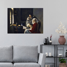 Plakat samoprzylepny Jan Vermeer Przerwana lekcja muzyki Reprodukcja