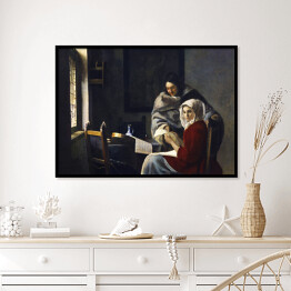 Plakat w ramie Jan Vermeer Przerwana lekcja muzyki Reprodukcja