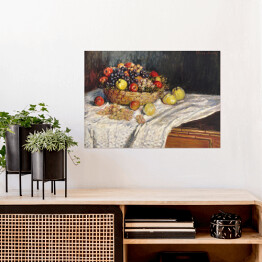 Plakat samoprzylepny Claude Monet Martwa natura z jabłkami i winogronem. Reprodukcja 