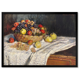 Plakat w ramie Claude Monet Martwa natura z jabłkami i winogronem. Reprodukcja 
