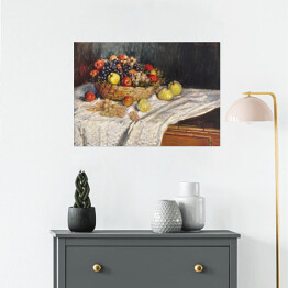Plakat samoprzylepny Claude Monet Martwa natura z jabłkami i winogronem. Reprodukcja 