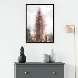 Plakat w ramie Nowy Jork Empire State Building - akwarela