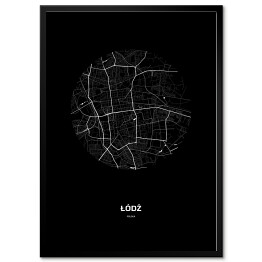 Obraz klasyczny Mapa Łodzi w kole czarno-biała