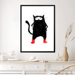 Obraz w ramie Bajkowe grafiki - Kot w butach