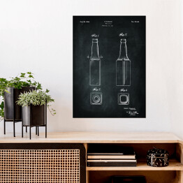 Plakat samoprzylepny Patent butelka na piwo. Czarno biały plakat 