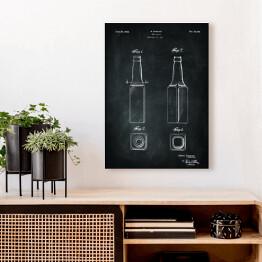 Obraz na płótnie Patent butelka na piwo. Czarno biały plakat 