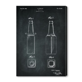 Obraz na płótnie Patent butelka na piwo. Czarno biały plakat 