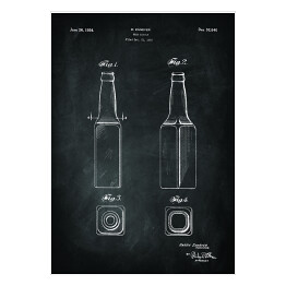 Plakat samoprzylepny Patent butelka na piwo. Czarno biały plakat 