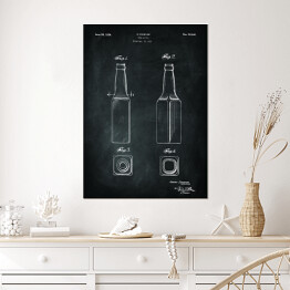 Plakat Patent butelka na piwo. Czarno biały plakat 