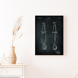 Obraz klasyczny Patent butelka na piwo. Czarno biały plakat 