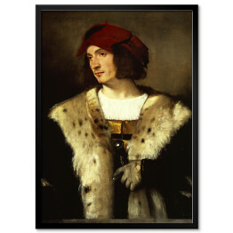 Plakat w ramie Tycjan "Portrait of a Man in a Red Cap"