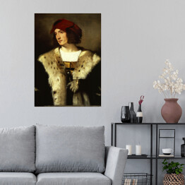 Plakat samoprzylepny Tycjan "Portrait of a Man in a Red Cap"