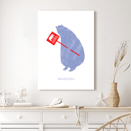 Obraz na płótnie "Uwaga niedźwiedzie" - niebieski miś