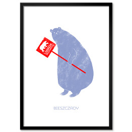 Obraz klasyczny "Uwaga niedźwiedzie" - niebieski miś