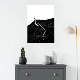 Plakat samoprzylepny Mapa Kołobrzegu czarno-biała
