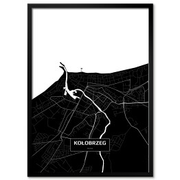 Plakat w ramie Mapa Kołobrzegu czarno-biała