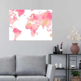 Plakat samoprzylepny Akwarelowa mapa świata 
