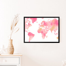 Obraz w ramie Akwarelowa mapa świata 