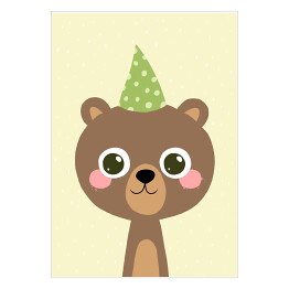 Plakat samoprzylepny Zwierzaczki - niedźwiadek w czapce