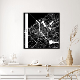 Plakat w ramie Mapa miast świata - Ryga - czarna