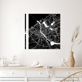 Plakat samoprzylepny Mapa miast świata - Ryga - czarna