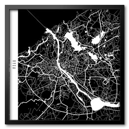 Obraz w ramie Mapa miast świata - Ryga - czarna